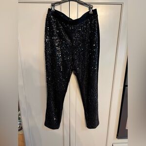 Chico's Black Velvet Sequins party pants